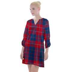 Galloway Red Modern Tartan Open Neck Shift Dress by tartantotartansred