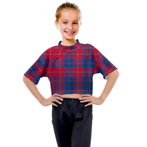 Galloway Red Modern Tartan Kids Mock Neck Tee by tartantotartansred