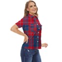 Galloway Red Modern Tartan Women s Short Sleeve Double Pocket Shirt View2