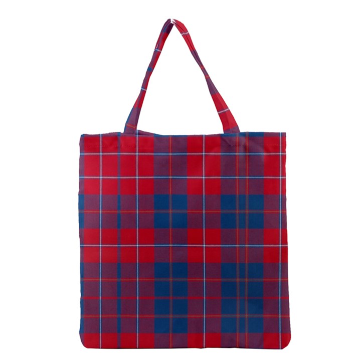 Galloway Red Modern Tartan Grocery Tote Bag