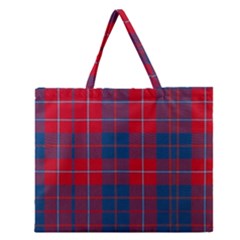 Galloway Red Modern Tartan Zipper Large Tote Bag by tartantotartansred2