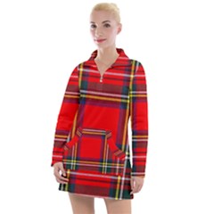 Stewart Royal Modern Heavy Weight Tartan Women s Long Sleeve Casual Dress by tartantotartansreddesign