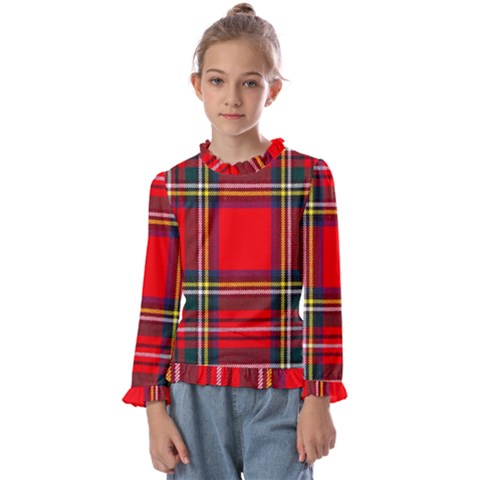 Stewart Royal Modern Heavy Weight Tartan Kids  Frill Detail Tee by tartantotartansreddesign