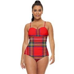 Stewart Royal Modern Heavy Weight Tartan Retro Full Coverage Swimsuit by tartantotartansreddesign