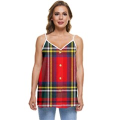 Stewart Royal Modern Heavy Weight Tartan Casual Spaghetti Strap Chiffon Top by tartantotartansreddesign