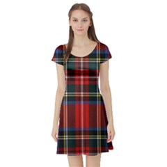 Stewart Royal Modern Tartan Short Sleeve Skater Dress by tartantotartansreddesign