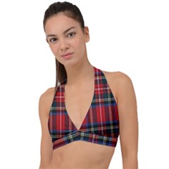 Stewart Royal Modern Tartan Halter Plunge Bikini Top by tartantotartansreddesign