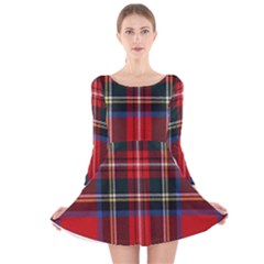 Stewart Royal Modern Tartan Long Sleeve Velvet Skater Dress