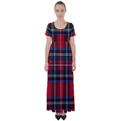 Stewart Royal Modern Tartan High Waist Short Sleeve Maxi Dress by tartantotartansreddesign