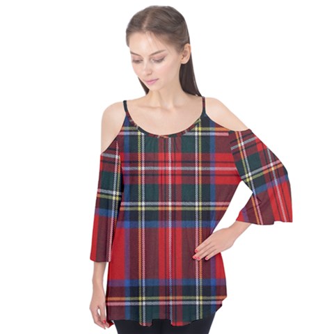 Stewart Royal Modern Tartan Flutter Sleeve Tee  by tartantotartansreddesign