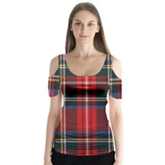 Stewart Royal Modern Tartan Butterfly Sleeve Cutout Tee 