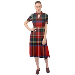 Stewart Royal Modern Tartan Keyhole Neckline Chiffon Dress by tartantotartansreddesign