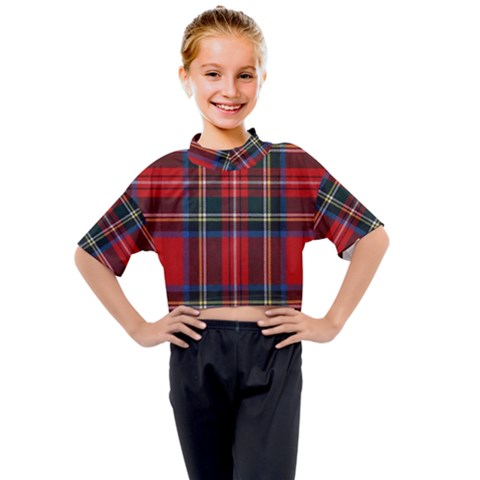 Stewart Royal Modern Tartan Kids Mock Neck Tee by tartantotartansreddesign