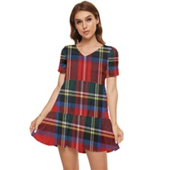 Stewart Royal Modern Tartan Tiered Short Sleeve Babydoll Dress by tartantotartansreddesign