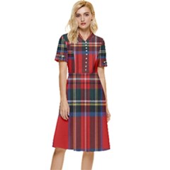 Stewart Royal Modern Tartan Button Top Knee Length Dress by tartantotartansreddesign