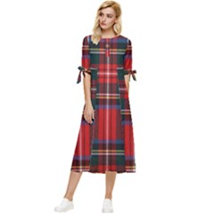 Stewart Royal Modern Tartan Bow Sleeve Chiffon Midi Dress by tartantotartansreddesign