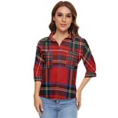 Stewart Royal Modern Tartan Women s Quarter Sleeve Pocket Shirt