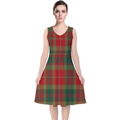 78th  Fraser Highlanders Tartan V-neck Midi Sleeveless Dress  by tartantotartansreddesign