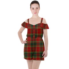 78th  Fraser Highlanders Tartan Ruffle Cut Out Chiffon Playsuit by tartantotartansreddesign