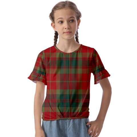 78th  Fraser Highlanders Tartan Kids  Cuff Sleeve Scrunch Bottom Tee by tartantotartansreddesign