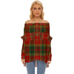 78th  Fraser Highlanders Tartan Off Shoulder Chiffon Pocket Shirt