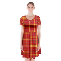 Tartan And Plaid 10 Short Sleeve V-neck Flare Dress by tartantotartansreddesign