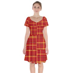 Tartan And Plaid 10 Short Sleeve Bardot Dress by tartantotartansreddesign