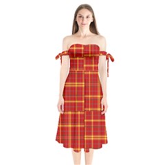 Tartan And Plaid 10 Shoulder Tie Bardot Midi Dress by tartantotartansreddesign