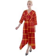 Tartan And Plaid 10 Quarter Sleeve Wrap Front Maxi Dress by tartantotartansreddesign