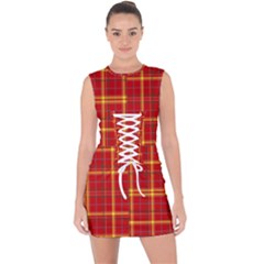 Tartan And Plaid 10 Lace Up Front Bodycon Dress by tartantotartansreddesign