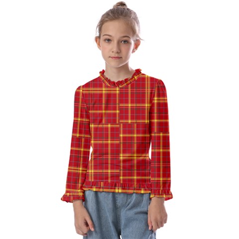 Tartan And Plaid 10 Kids  Frill Detail Tee by tartantotartansreddesign