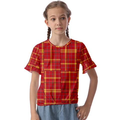 Tartan And Plaid 10 Kids  Cuff Sleeve Scrunch Bottom Tee by tartantotartansreddesign