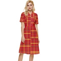 Tartan And Plaid 10 Button Top Knee Length Dress by tartantotartansreddesign