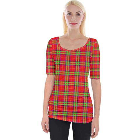 Tartan And Plaid 3 Wide Neckline Tee by tartantotartansreddesign