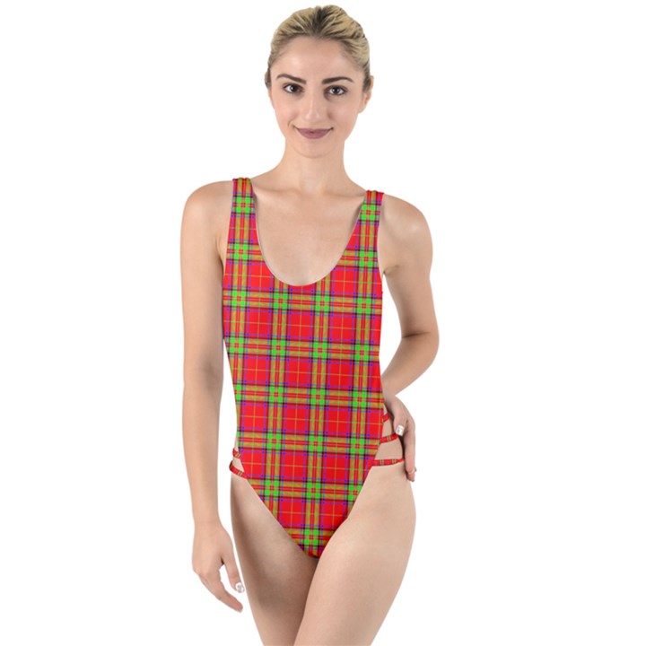 Tartan And Plaid 3 High Leg Strappy Swimsuit