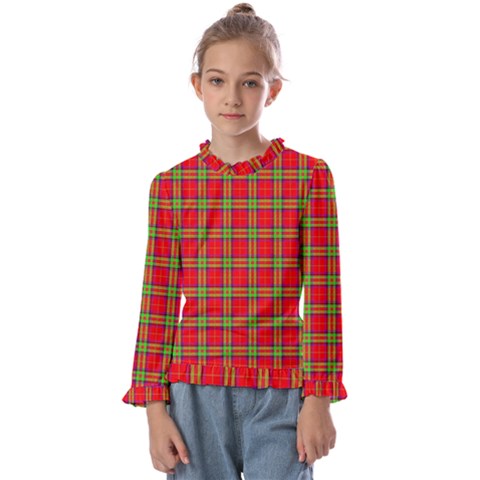 Tartan And Plaid 3 Kids  Frill Detail Tee by tartantotartansreddesign