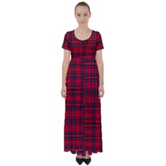 Royal Stewart Tartan High Waist Short Sleeve Maxi Dress by tartantotartansreddesign