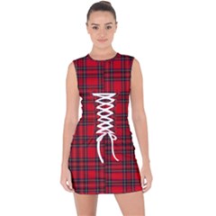 Royal Stewart Tartan Lace Up Front Bodycon Dress by tartantotartansreddesign