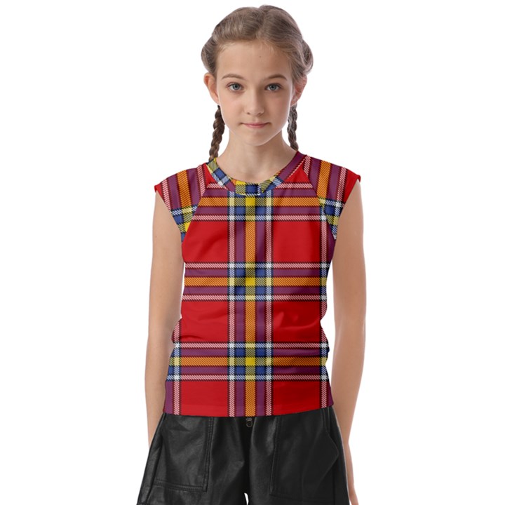 Tartan Pattern 40 Kids  Raglan Cap Sleeve Tee