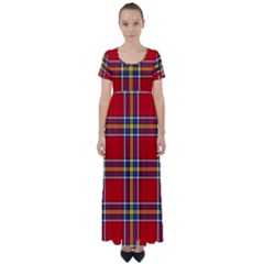 Tartan Pattern 40 High Waist Short Sleeve Maxi Dress by tartantotartansreddesign