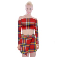 Tartan Pattern 40 Off Shoulder Top With Mini Skirt Set by tartantotartansreddesign