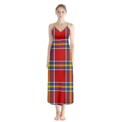 Tartan Pattern 40 Button Up Chiffon Maxi Dress by tartantotartansreddesign