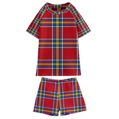 Tartan Pattern 40 Kids  Swim Tee And Shorts Set by tartantotartansreddesign