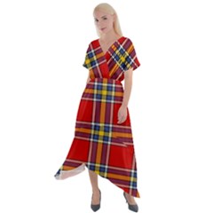 Tartan Pattern 40 Cross Front Sharkbite Hem Maxi Dress by tartantotartansreddesign