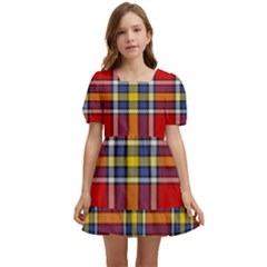 Tartan Pattern 40 Kids  Short Sleeve Dolly Dress