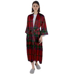 Stewart Of Rothesay Maxi Satin Kimono by tartantotartansallreddesigns