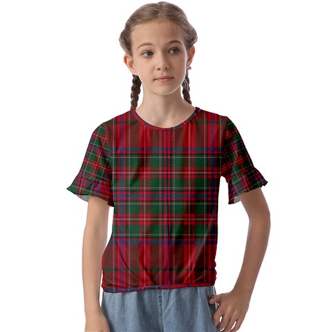 Stewart Of Rothesay Kids  Cuff Sleeve Scrunch Bottom Tee by tartantotartansallreddesigns