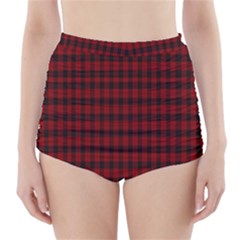 Tartan Red High-waisted Bikini Bottoms