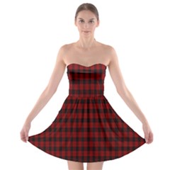 Tartan Red Strapless Bra Top Dress by tartantotartansallreddesigns