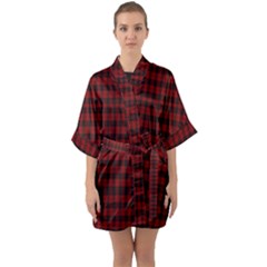 Tartan Red Half Sleeve Satin Kimono  by tartantotartansallreddesigns